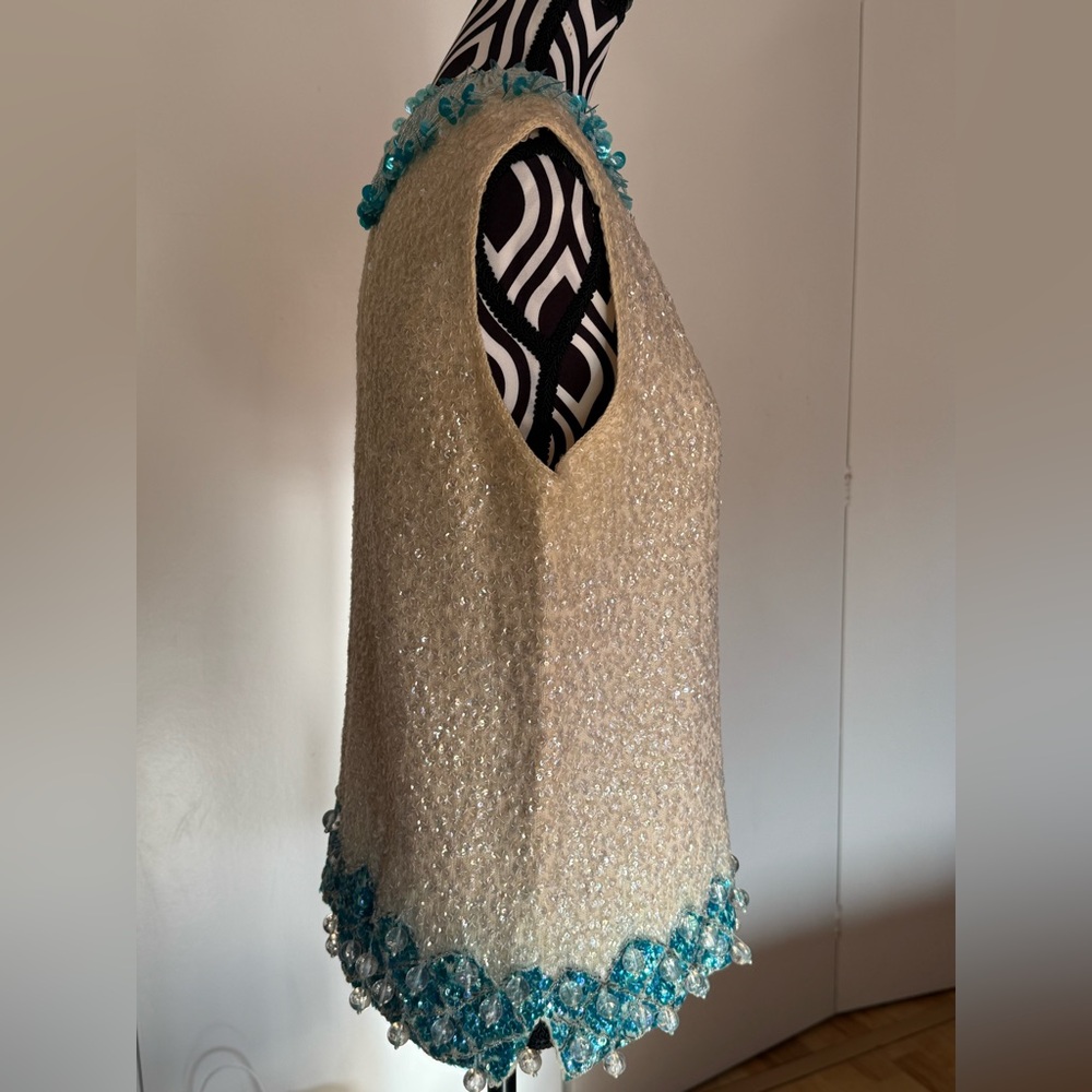 Vintage 50s 60s Mod Sequined and Beaded Zip Back Top - Picture 17 of 17